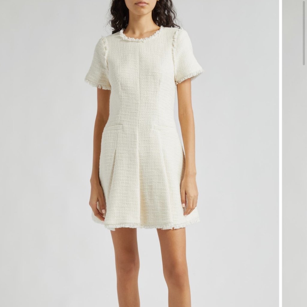 Cinq Sept - Nova Tweed Fit & Flare Dress - Size 0 - Gardenia ( Ecru )